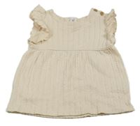 Béžové tričko s copánkovým vzorem a volánky Topomini