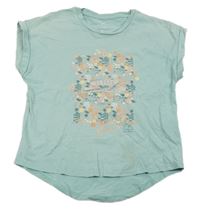 Zelené tričko s květinami S. Oliver