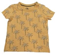 Světleoranžové tričko s palmami C&A
