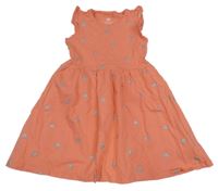 Korálové bavlněné šaty se srdíčky H&M