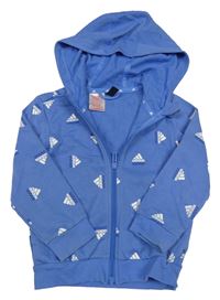 Modrá propínací mikina s logy a kapucí Adidas