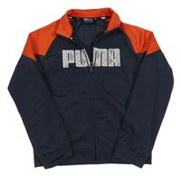 Tmavomodro-červená sportovní propínací mikina s nápisem Puma