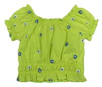 Zelný květovaný lehký crop top Mayoral