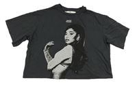 Tmavošedé crop tričko s Arianou Grande H&M