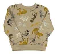 Béžová vzorovaná mikina s dinosaury Primark