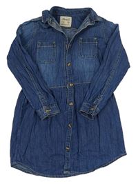 Tmavomodré riflové propínací šaty s límečkem Denim Co.
