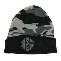 Černo-šedá army pletená čepice s nášivkou