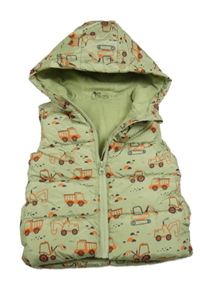 Zelená šusťáková zateplená vesta s bagry a kapucí St. Bernard