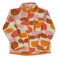 Bílo-oranžovo-růžová vzorovaná fleecová propínací mikina St. Bernard