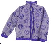 Fialová šusťáková jarní bunda se smajlíky 