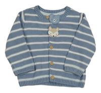 Modro-bílý pruhovaný propínací svetr s medvědy Mothercare