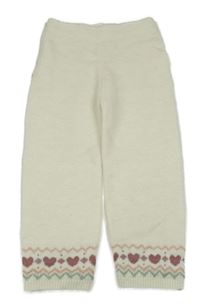 Bílé pletené kalhoty se srdíčky Primark