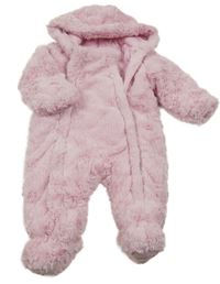 Růžová chlupatá zateplená kombinéza s kapucí George