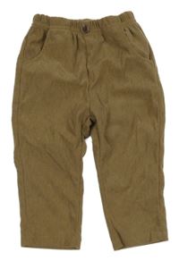 Hnědé žebrované lehké kalhoty shein