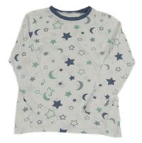 Bílé pyžamové triko s hvězdami 