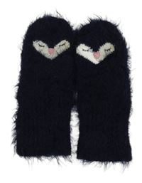 Tmavomodré chlupaté palcové rukavice s