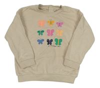 Smetanová mikina s barevnými motýlky M&S