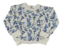 Bílo-modrá květovaná mikina 