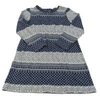 Tmavomodro-šedé vzorované úpletové šaty Topolino