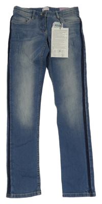 Nové - modré skinny rifle + nášivky alive