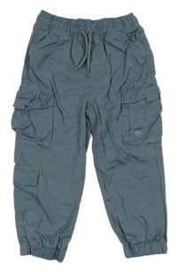 Šedomodré šusťákové cuff kalhoty s kapsami Tu
