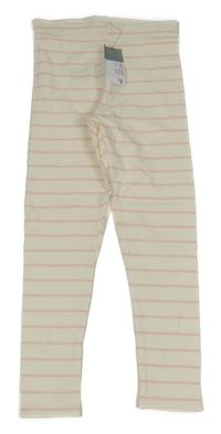 Nové - Bílo-růžové pruhované legíny Primark