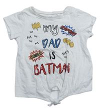 Bílé tričko s nápisem a netopýry - Batman zn. Next