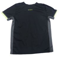 Černo-tmavošedé sportovní funkční tričko Kipsta