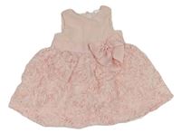 Růžové šaty s 3D květy a mašlí H&M