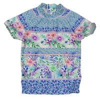 Modro-barevné květované UV tričko Next