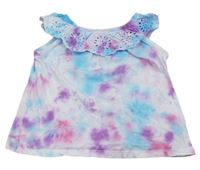 Modro-fialové tričko s madeirovým límečkem zn. Primark