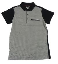 Černo-bílé vzorované polo tričko Urban