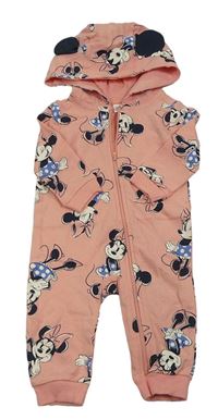 Růžová tepláková kombinéza s Minnie a kapucí Disney