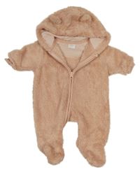Růžová chlupatá kombinéza s kapucí Next