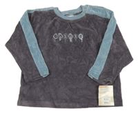 Nové - Fialovo-modrá sametová mikina s nápisem 