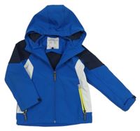 Tmavomodro-bílá softshellová bunda s kapucí C&A