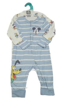 Nové - 2set - 2x overal - bílý s Mickeym a kamarády + světlemodro-bílý pruhovaný s Mickeym a Plutem Primark