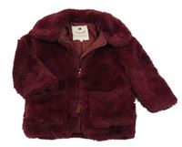 Vínový kožešinový podšitý kabát F&F