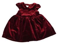 Vínové sametové šaty s límečkem H&M