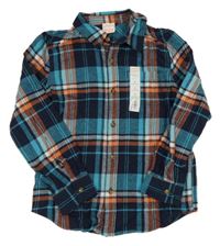 Nové - Modro-oranžová kostkovaná flanelová košile Jumping beans