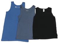 3set - 3x tílko - modré + šedomodré + černé 