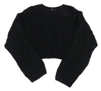 Černý vzorovaný crop svetr New Look