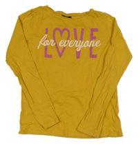 Hořčicové triko s nápisem Page one young