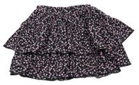 Černo-fialovo-růžová květovaná sukně F&F