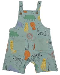 Zelené teplákové laclové kraťasy se zvířátky F&F