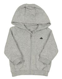 Světlešedá melírovaná propínací mikina s dinem a kapucí F&F