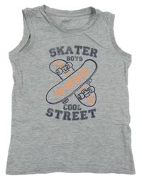 Šedé tílko se skateboardy Alive