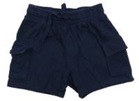 Tmavomodré bavlněné cargo kraťasy H&M