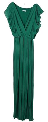 Dámský zelený plisovaný kalhotový overal s volánky 