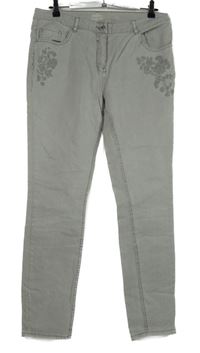 Dámské šedé slim rifle s výšivkami Gina Benotti 